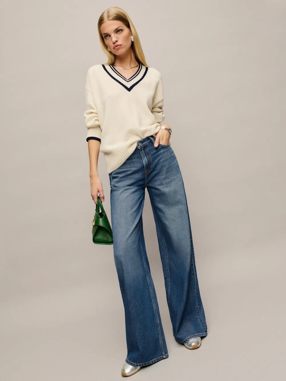 Reformation Rui Lived-in Wide Leg Baggy Jeans Blue - Size 28 NWT
